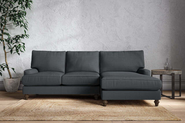 nkuku Marri Right Hand Chaise Sofa - Make To Order - Large - Recycled Cotton Thunder