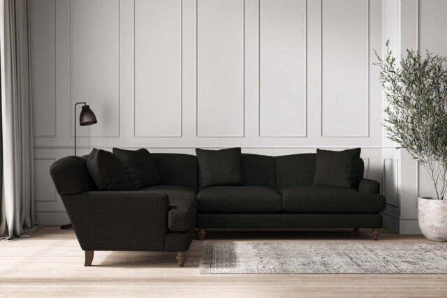 nkuku Deni Left Hand Corner Sofa - Make To Order - Super Grand - Brera Linen Charcoal