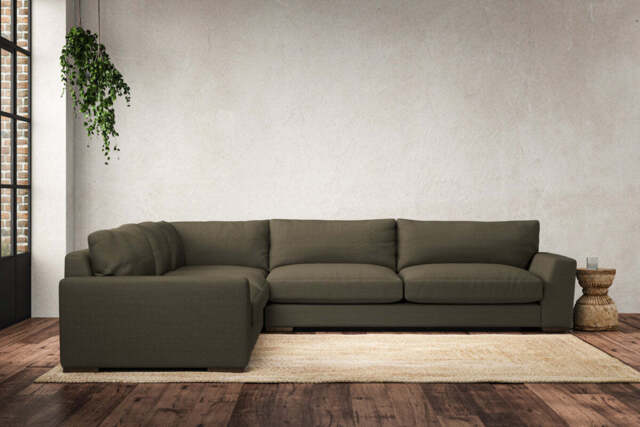 nkuku Guddu Left Hand Corner Sofa - Make To Order - Grand - Recycled Cotton Fatigue