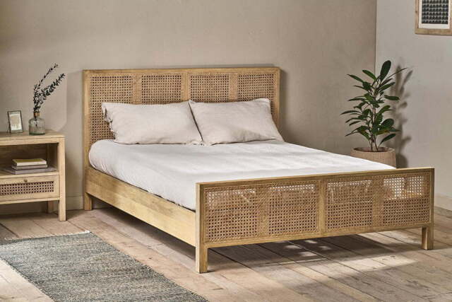 nkuku Saharsa Cane & Mango Wood Bed - Bedroom Furniture - Super King - Natural