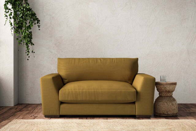 nkuku Guddu Love Seat - Make To Order - Recycled Cotton Ochre - No Colour