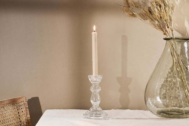 nkuku Buran Glass Candlestick - Candles Holders & Lanterns - Clear