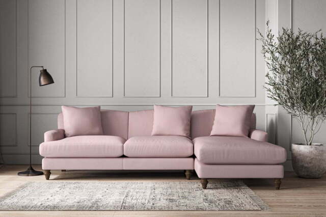 nkuku Deni Right Hand Chaise Sofa - Make To Order - Large - Recycled Cotton Lavender