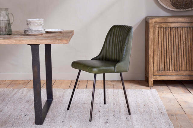nkuku Harsha Leather Dining Chair - Seating - One Size - Rich Green