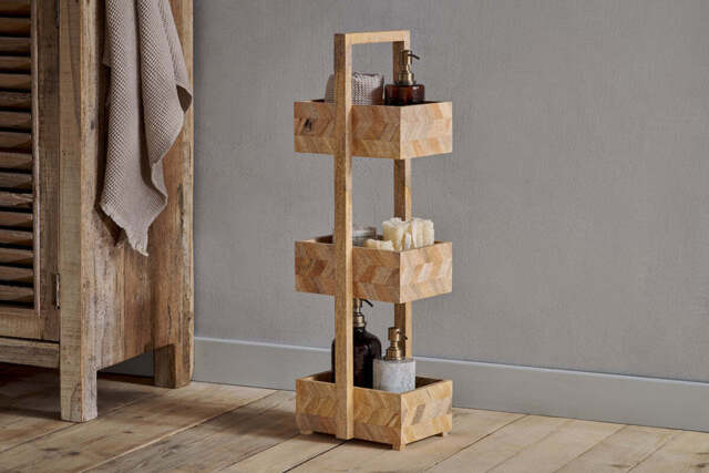 nkuku Sukha Mango Wood Storage Caddy - Bathroom - One Size - Natural