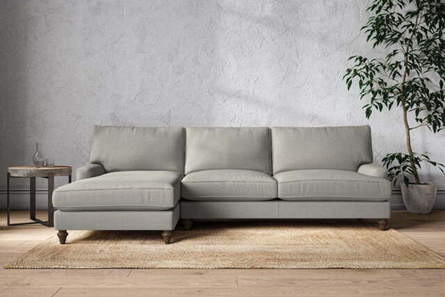 nkuku Marri Left Hand Chaise Sofa - Make To Order - Grand - Brera Linen Smoke
