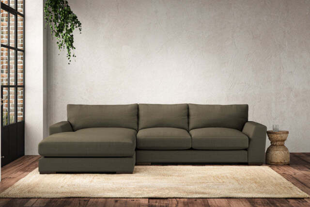 nkuku Guddu Left Hand Chaise Sofa - Make To Order - Medium - Recycled Cotton Fatigue