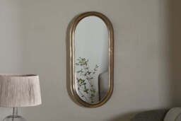 nkuku Mbwa Oval Mirror - Mirrors - One Size - Antique Brass
