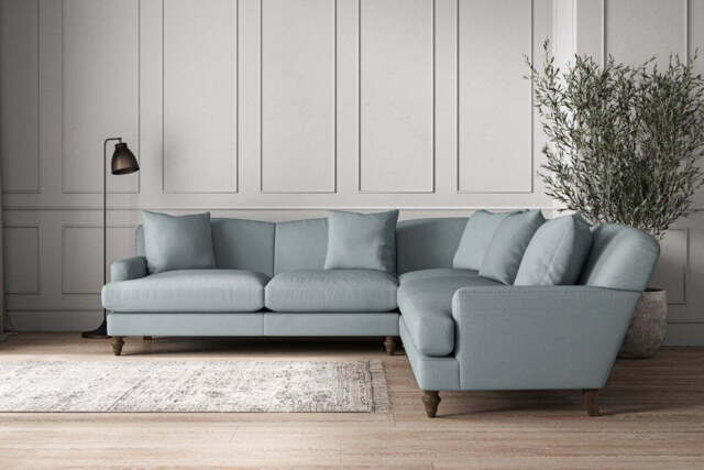 nkuku Deni Corner Sofa - Make To Order - Large - Recycled Cotton Horizon