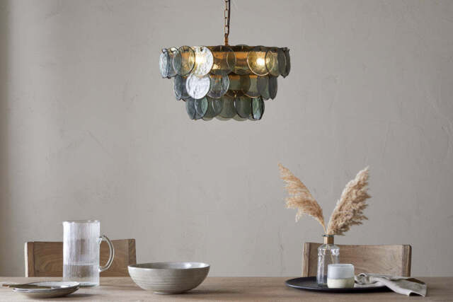 nkuku Kagitha Recycled Glass Chandelier - Lights - Large - Green