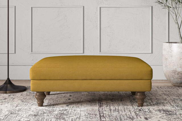 nkuku Deni Dining Footstool - Make To Order - Medium - Recycled Cotton Ochre