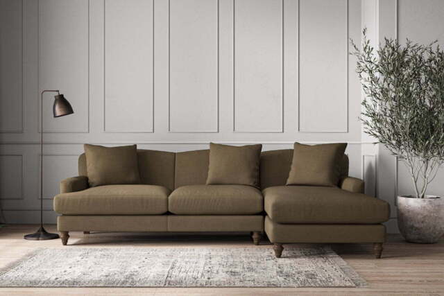 nkuku Deni Right Hand Chaise Sofa - Make To Order - Large - Brera Linen Chestnut