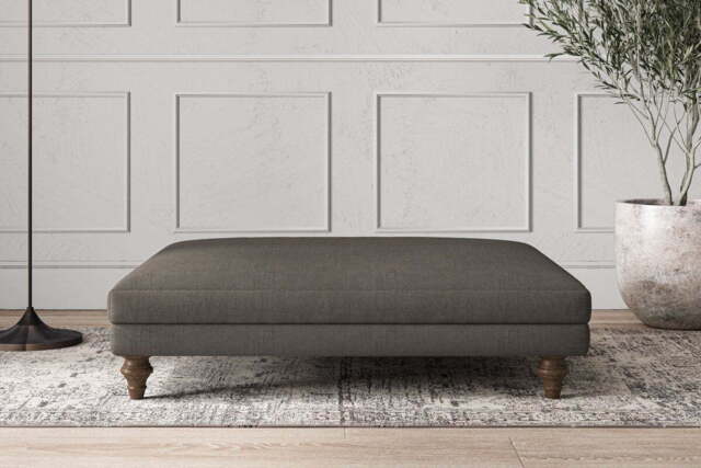 nkuku Deni Dining Footstool - Make To Order - Grand - Brera Linen Granite