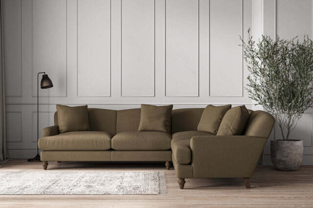 nkuku Deni Right Hand Corner Sofa - Make To Order - Super Grand - Brera Linen Chesnut