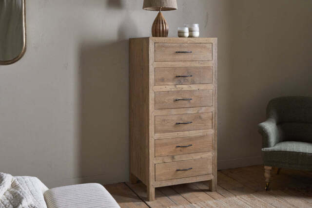nkuku Iya Reclaimed Wood Tall Boy Chest Of Drawers - Bedroom Furniture - One Size - Natural