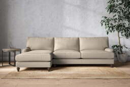 nkuku Marri Left Hand Chaise Sofa - Make To Order - Grand - Recycled Cotton Stone