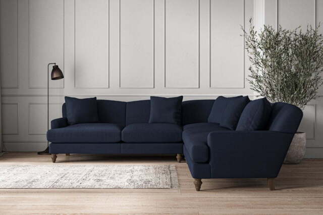 nkuku Deni Large Corner Sofa - Make To Order - Brera Linen Indigo