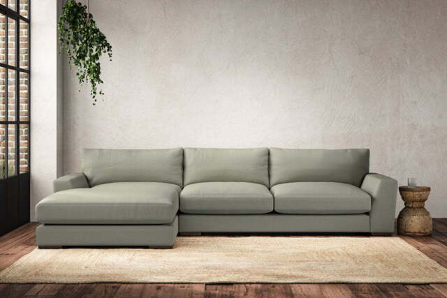 nkuku Guddu Left Hand Chaise Sofa - Make To Order - Large - Recycled Cotton Seaspray