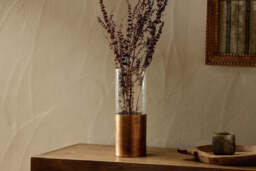 nkuku Khila Metal & Glass Vase - Vases & Planters - One Size - Antique Brass