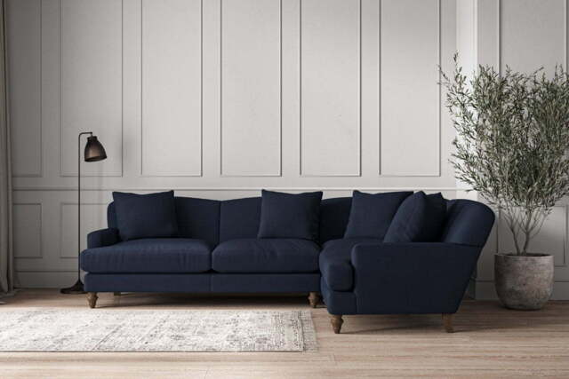 nkuku Deni Large Right Hand Corner Sofa - Make To Order - Brera Linen Indigo - No Colour