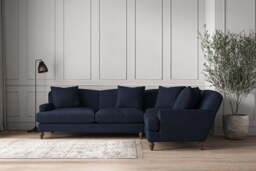 nkuku Deni Large Right Hand Corner Sofa - Make To Order - Brera Linen Indigo - No Colour