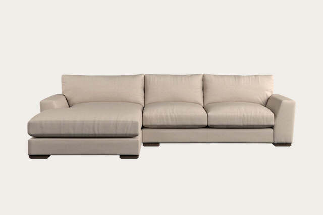 nkuku Guddu Left Hand Chaise Sofa - Make To Order - Medium - Recycled Cotton Natural