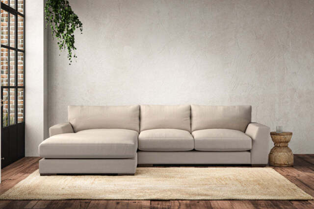 nkuku Guddu Left Hand Chaise Sofa - Make To Order - Medium - Recycled Cotton Natural