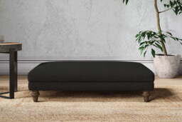 nkuku Marri Large Dining Footstool - Make To Order - Brera Linen Charcoal - No Colour