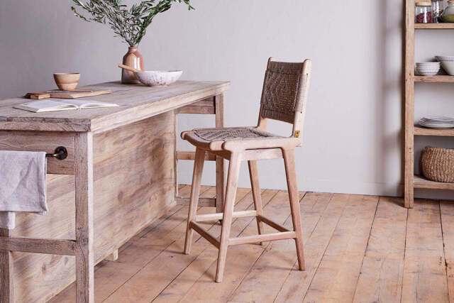 nkuku Vinay Woven Counter Dining Chair - Seating - One Size - Natural