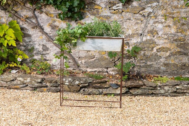 nkuku Narlu Wide Standing Planter - Vases & Planters - One Size - Aged Zinc