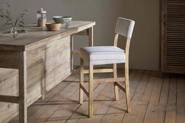 nkuku Nidhi Linen Upholstered Counter Dining Chair - Seating - One Size - Natural