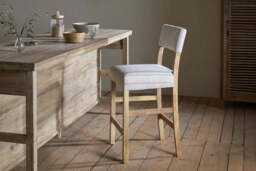 nkuku Nidhi Linen Upholstered Counter Dining Chair - Seating - One Size - Natural