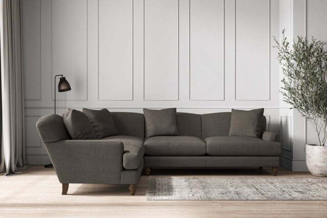 nkuku Deni Left Hand Corner Sofa - Make To Order - Super Grand - Brera Linen Granite