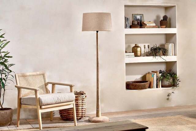 nkuku Sahar Mango Wood Floor Lamp - Lamps - One Size - Natural