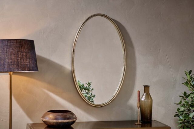 nkuku Almora Oval Mirror - Mirrors - One Size - Antique Brass