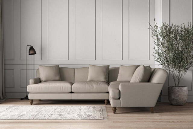 nkuku Deni Right Hand Corner Sofa - Make To Order - Large - Recycled Cotton Flax