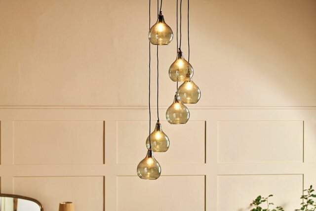 nkuku Ziva Statement Recycled Glass Cluster Pendant - Lights - One Size - Smoke