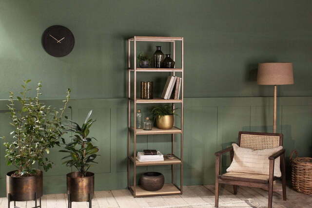 nkuku Marjori Mango Wood And Iron Standing Shelves - Storage Furniture - Narrow - Natural