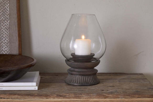 nkuku Kawani Mango Wood Lantern - Candles Holders & Lanterns - Dark Ash - 50 x 50 cm
