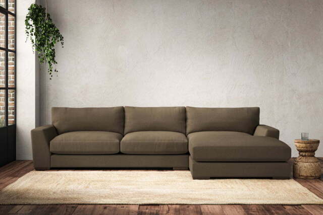 nkuku Guddu Right Hand Chaise Sofa - Make To Order - Large - Brera Linen Chestnut