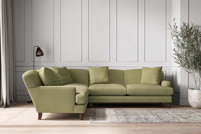 nkuku Deni Left Hand Corner Sofa - Make To Order - Super Grand - Brera Linen Sage