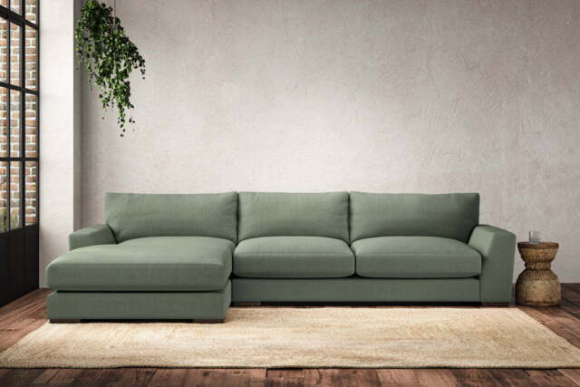 nkuku Guddu Left Hand Chaise Sofa - Make To Order - Large - Brera Linen Jade