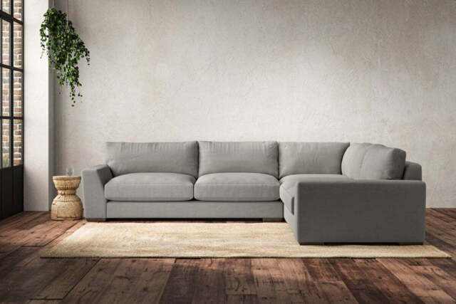 nkuku Guddu Right Hand Corner Sofa - Make To Order - Large - Brera Linen Smoke