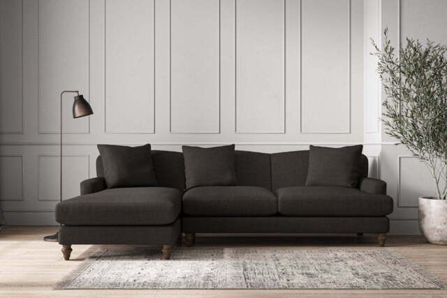nkuku Deni Left Hand Chaise Sofa - Make To Order - Large - Brera Linen Espresso