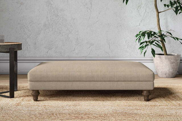 nkuku Marri Dining Footstool - Make To Order - Large - Brera Linen Pebble