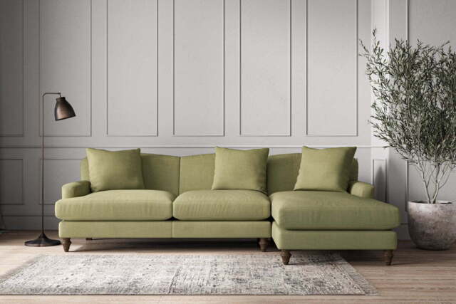 nkuku Deni Right Hand Chaise Sofa - Make To Order - Large - Brera Linen Sage