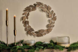 nkuku Charita Wreath - Christmas Decorations - One Size - Antique Brass