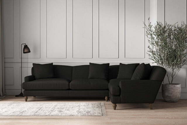 nkuku Deni Right Hand Corner Sofa - Make To Order - Grand - Brera Linen Charcoal