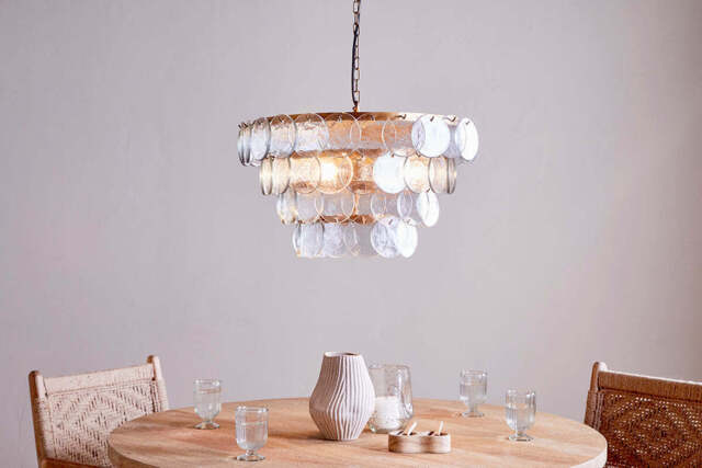 nkuku Kagitha Recycled Glass Statement Chandelier - Lights - One Size - Antique Brass