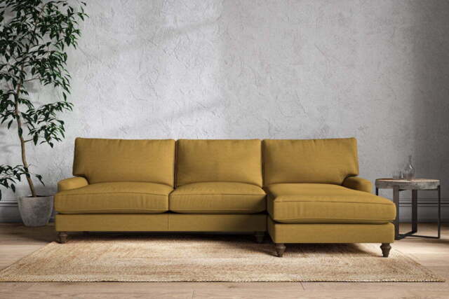 nkuku Marri Right Hand Chaise Sofa - Make To Order - Grand - Recycled Cotton Ochre